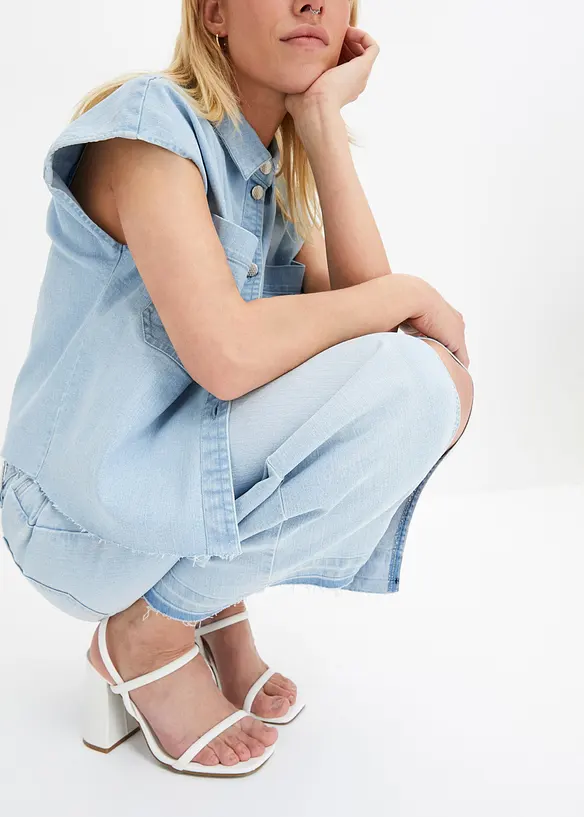 Jeanskjol med slits, bonprix
