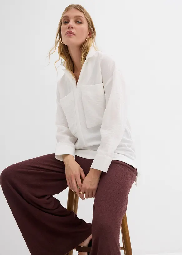 Skjortblus i mjuk viskosmix, bonprix