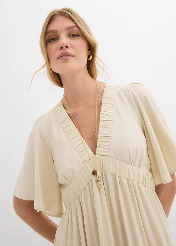 Maxiklänning med våder i följsam viskos, bonprix