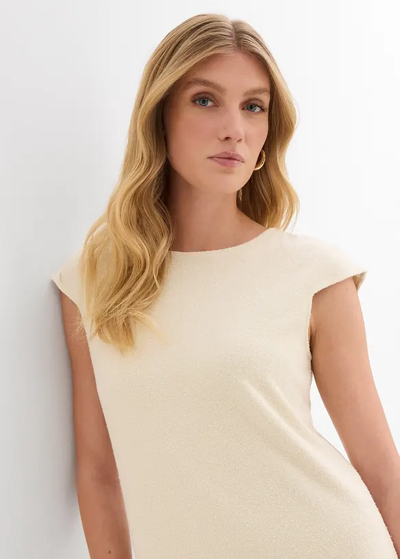 Mellanlång klänning med stickad look, bonprix