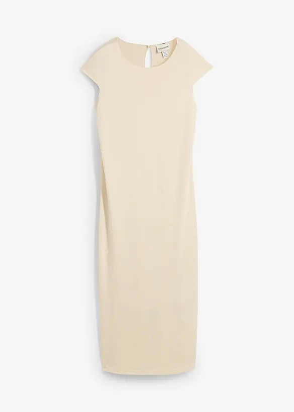 Mellanlång klänning med stickad look, bonprix
