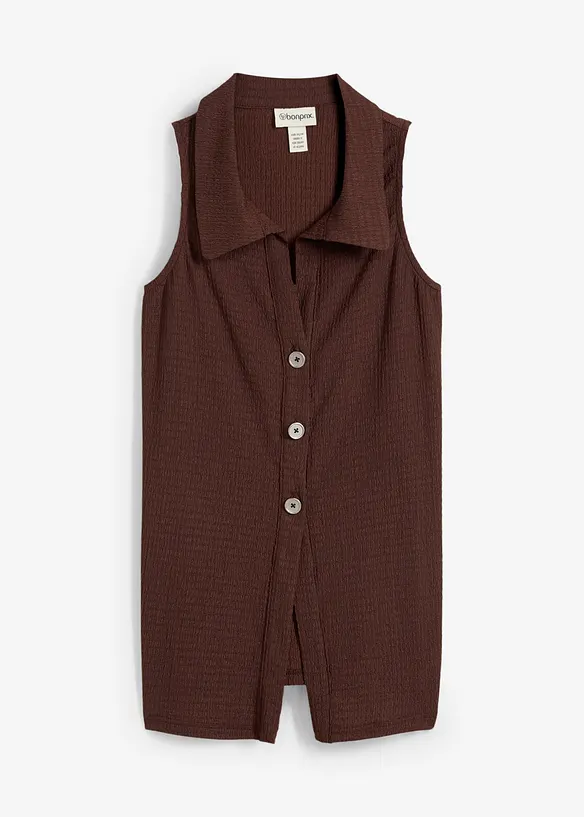 Ärmlös topp i kräppat material med struktur, bonprix