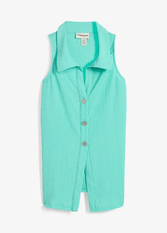 Ärmlös topp i kräppat material med struktur, bonprix