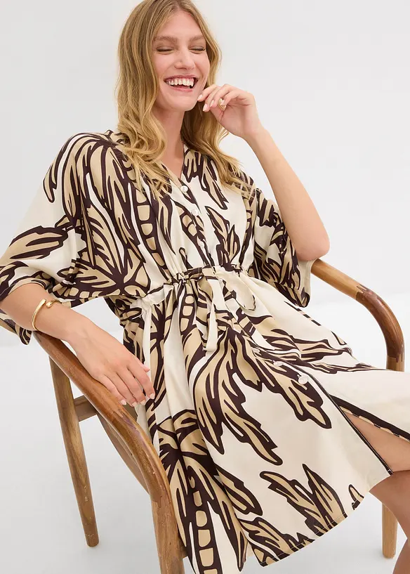 Miniklänning med kimonoärmar i böljande viskos, bonprix