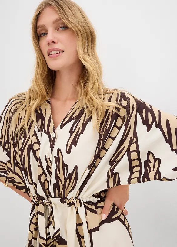 Miniklänning med kimonoärmar i böljande viskos, bonprix