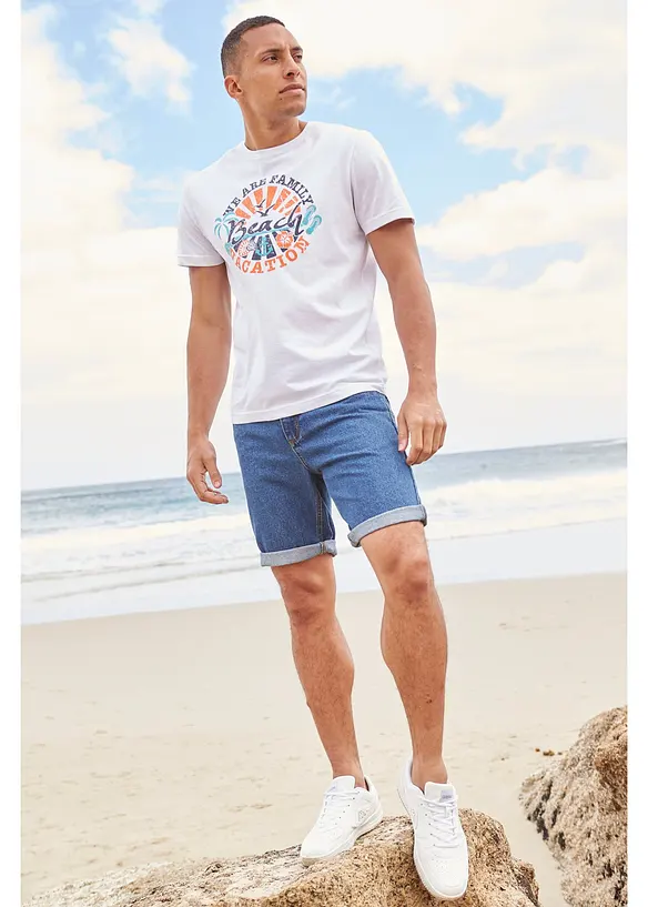 Jeansshorts med töjbar midja Classic Fit, bonprix