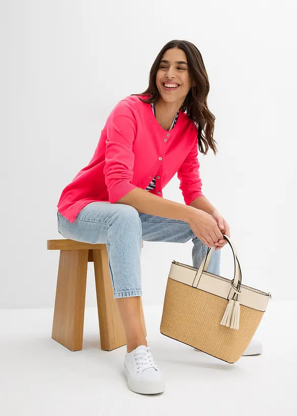 Cardigan med rund halsringning, bonprix