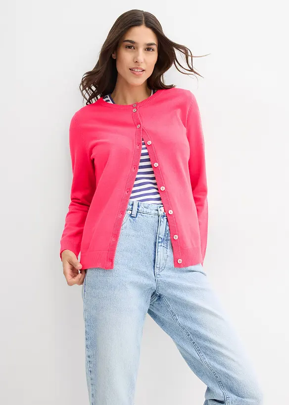 Cardigan med rund halsringning, bonprix