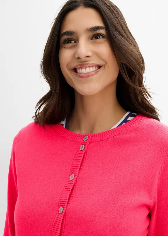 Cardigan med rund halsringning, bonprix