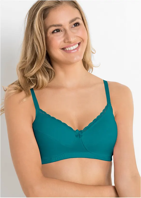 BH utan bygel (3-pack), med ekologisk bomull, bonprix