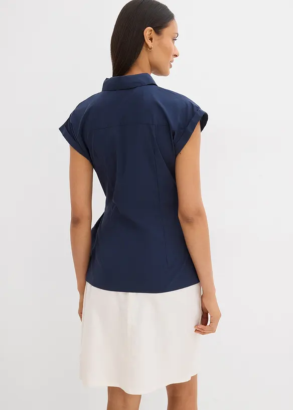 Kortärmad blus med knytdetalj, bonprix