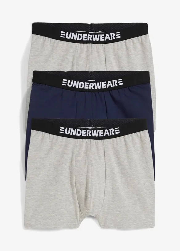Boxershorts med ekologisk bomull, midilängd, tajt modell  (3-pack), bonprix