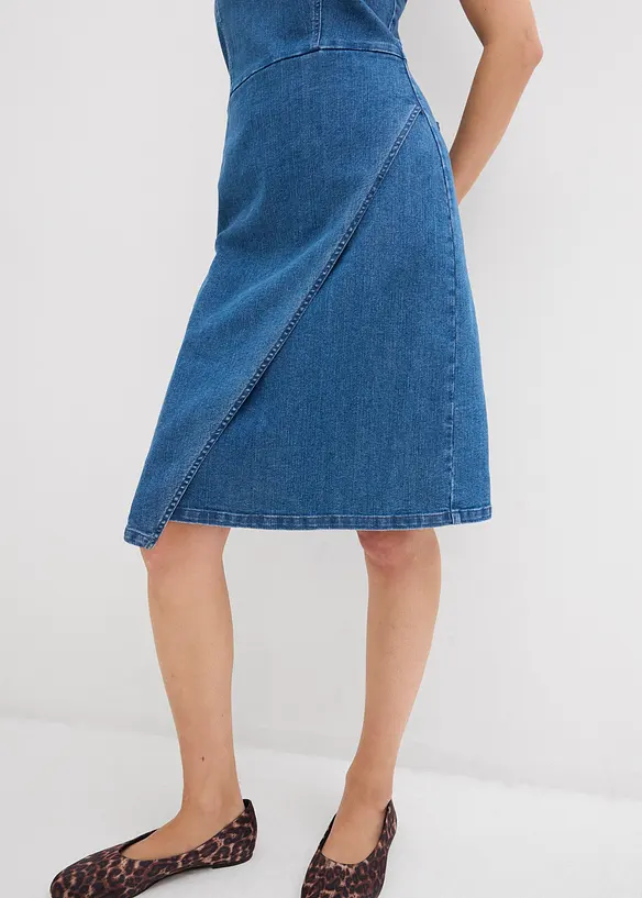 Jeansklänning i omlottstil, bonprix