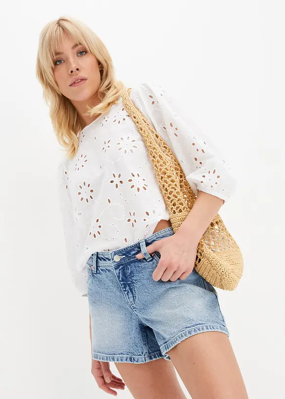 Stretchiga jeansshorts, Mid Waist, bonprix
