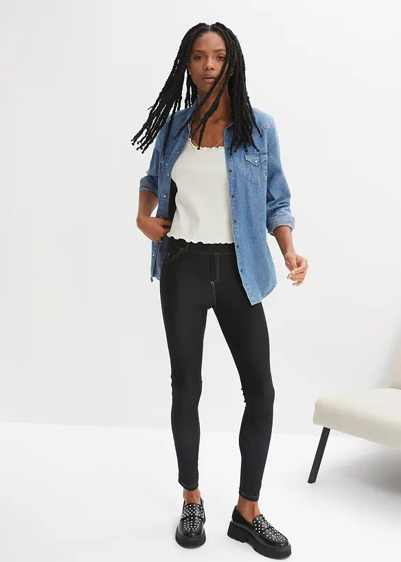 Leggings med jeanslook i bomullsmix, bonprix