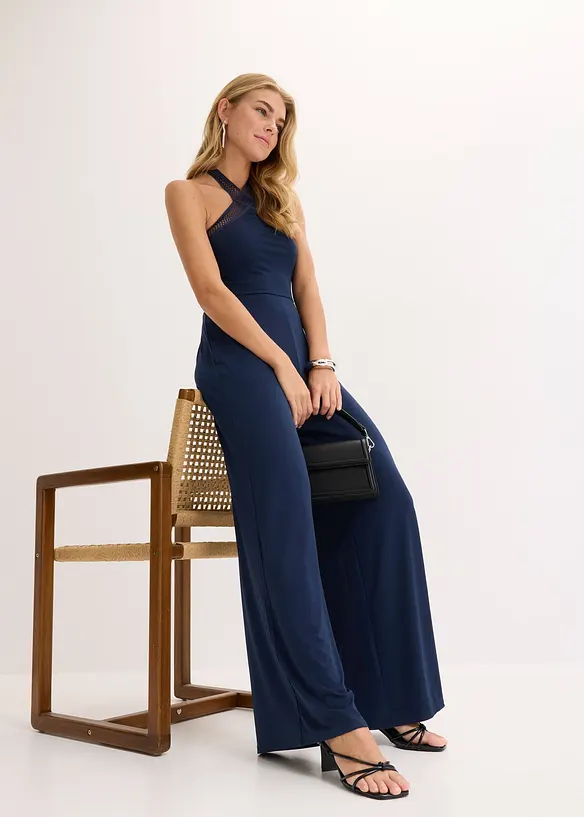 Jerseyjumpsuit med laserskurna cut-outs, bonprix