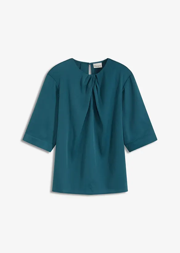 Blustopp i glansig satin, bonprix