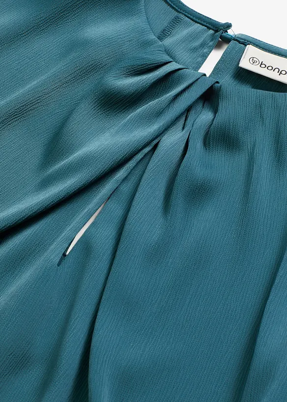 Blustopp i glansig satin, bonprix