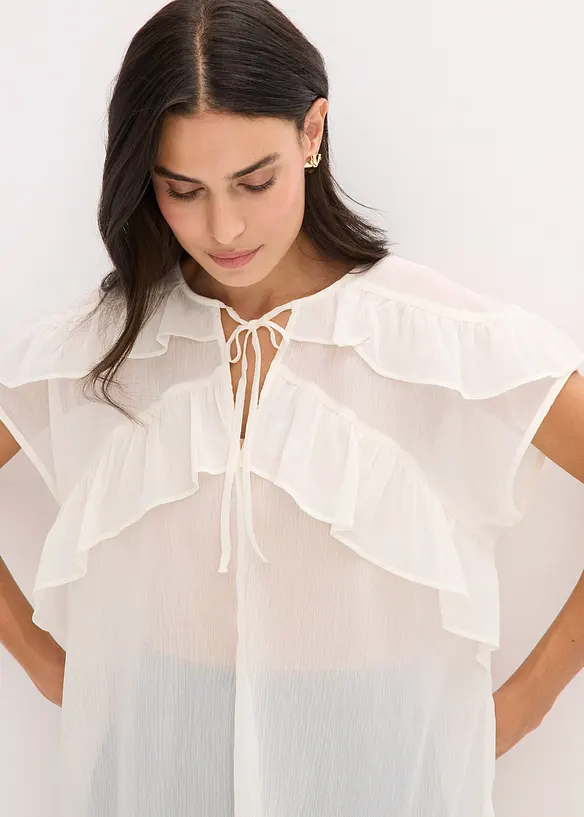 Chiffongblus med volanger, bonprix