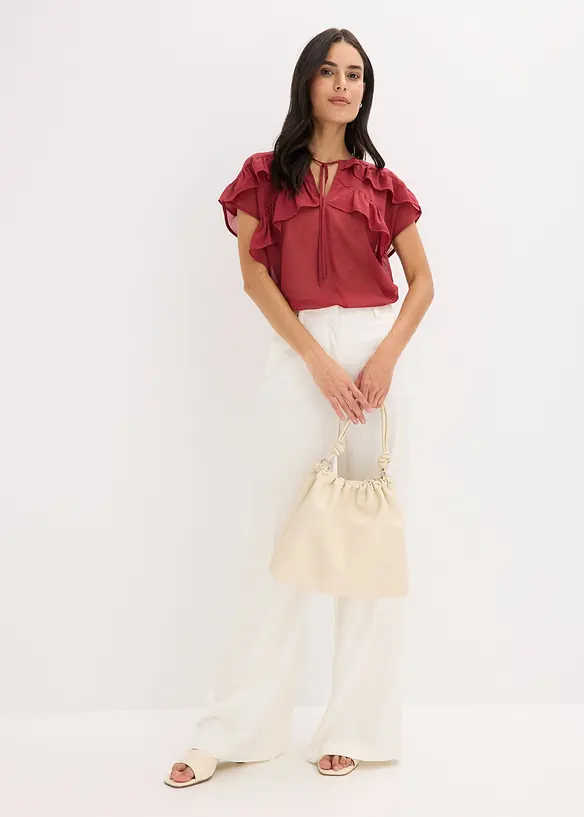 Chiffongblus med volanger, bonprix