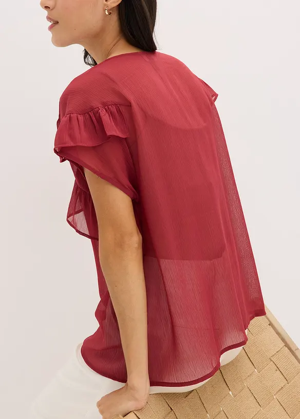 Chiffongblus med volanger, bonprix
