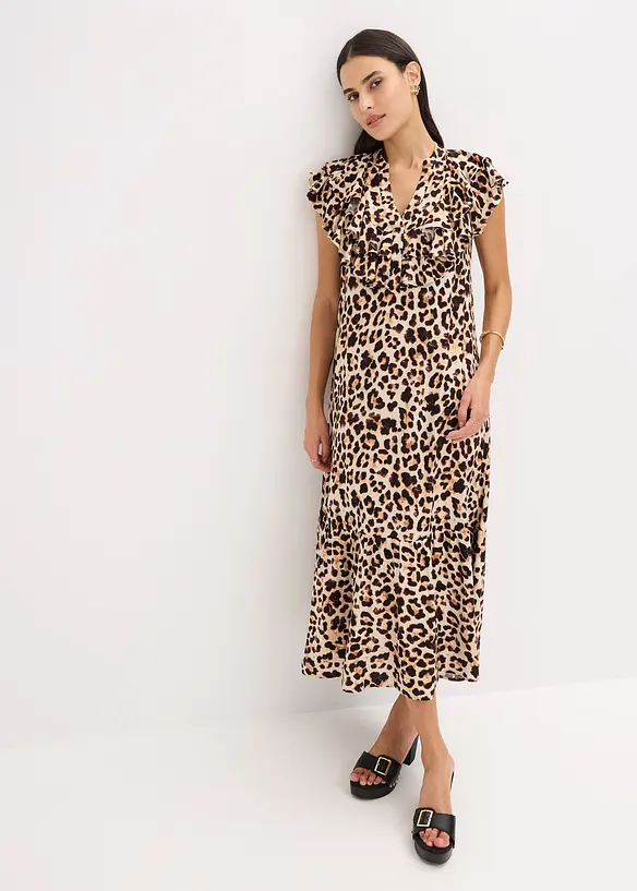 Mellanl&aring;ng volangkl&auml;nning i kr&auml;pp med struktur, bonprix