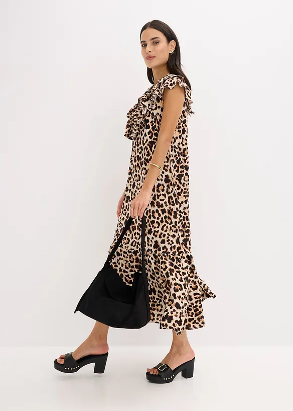 Mellanl&aring;ng volangkl&auml;nning i kr&auml;pp med struktur, bonprix