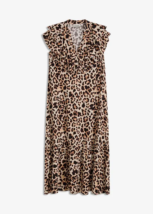 Mellanl&aring;ng volangkl&auml;nning i kr&auml;pp med struktur, bonprix