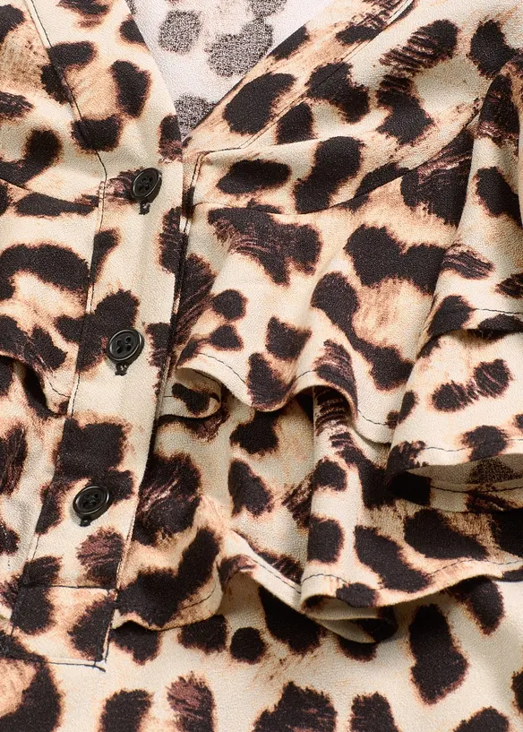 Mellanl&aring;ng volangkl&auml;nning i kr&auml;pp med struktur, bonprix