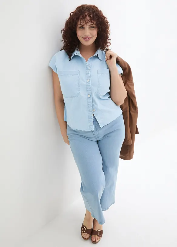 Kort, boxy jeansblus, bonprix