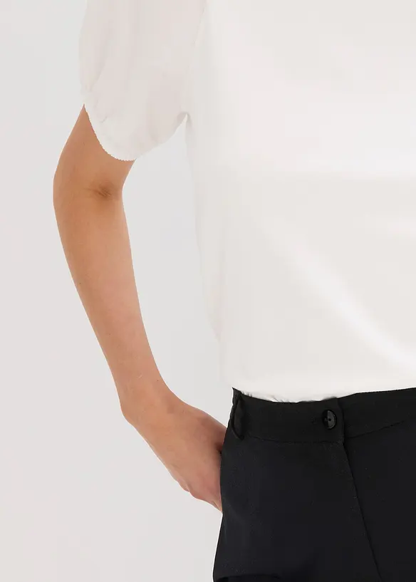 Jerseytopp med ärmar av bomullspoplin, bonprix