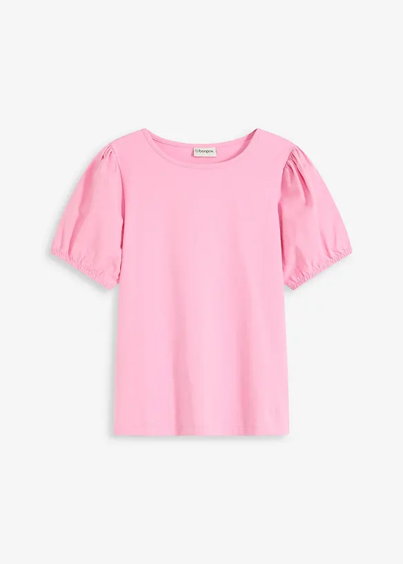 Jerseytopp med ärmar av bomullspoplin, bonprix