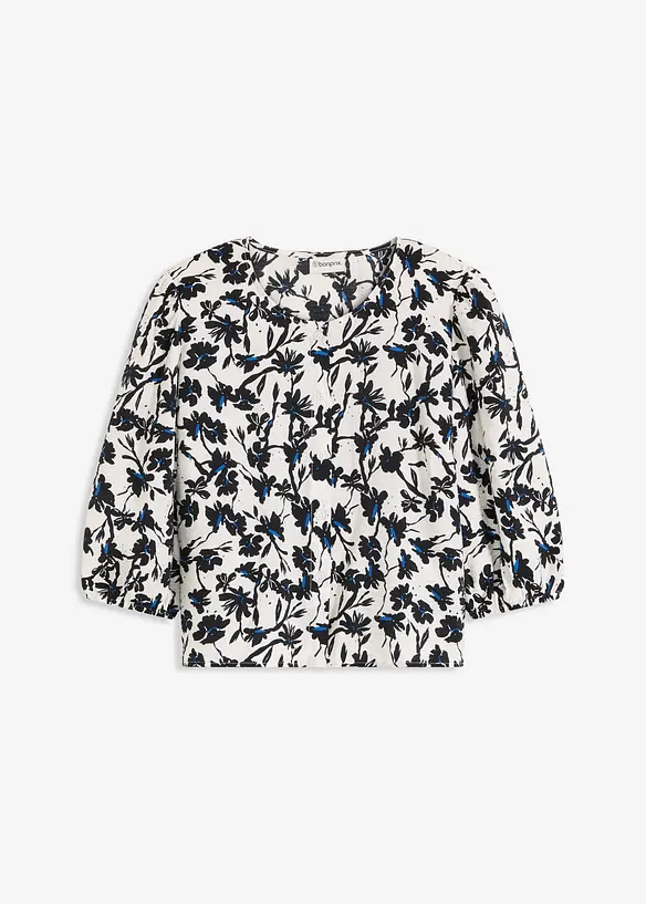 Kortärmad blus av material med struktur, bonprix