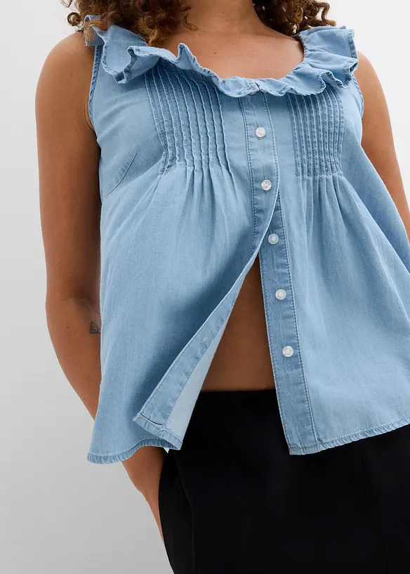 Bluslinne i denim av ekologisk bomull, bonprix