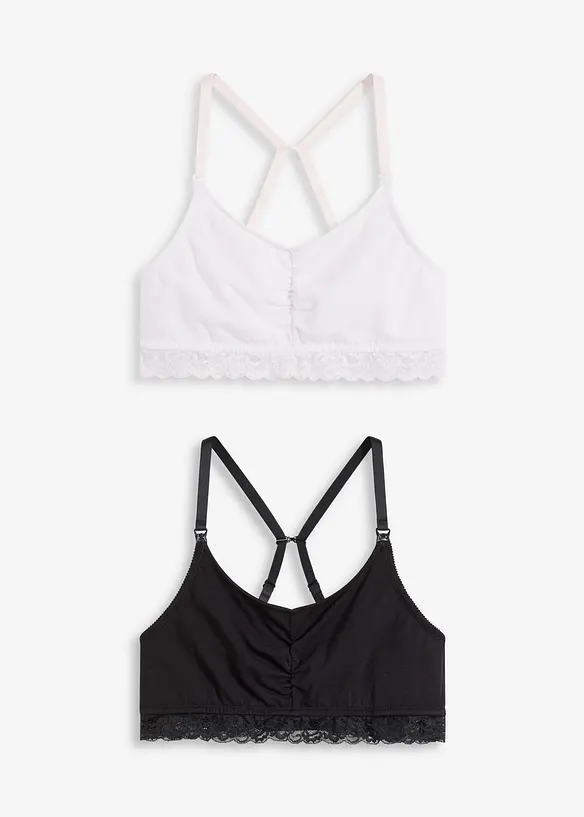 Amningsbehå utan bygel och med ekologisk bomull (2-pack), bonprix