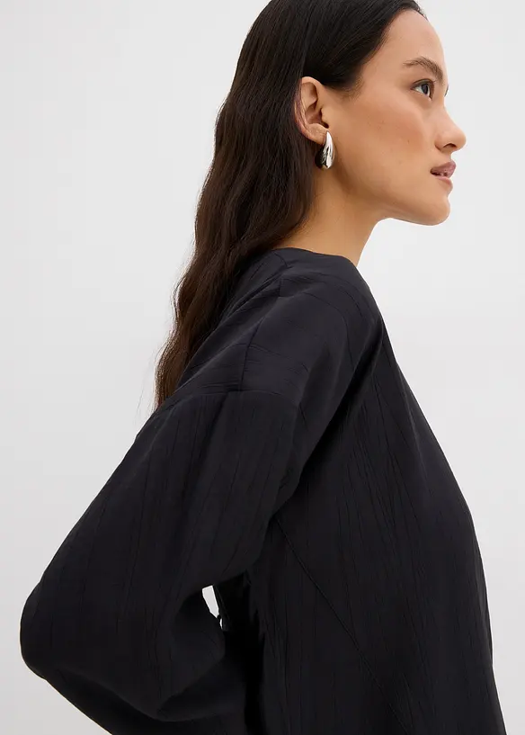 Oversized blustunika av krinklad viskos med struktureffekt, bonprix