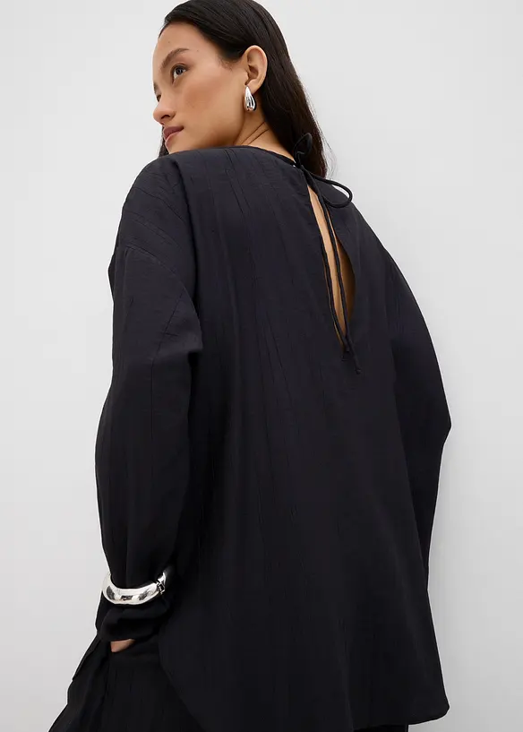 Oversized blustunika av krinklad viskos med struktureffekt, bonprix
