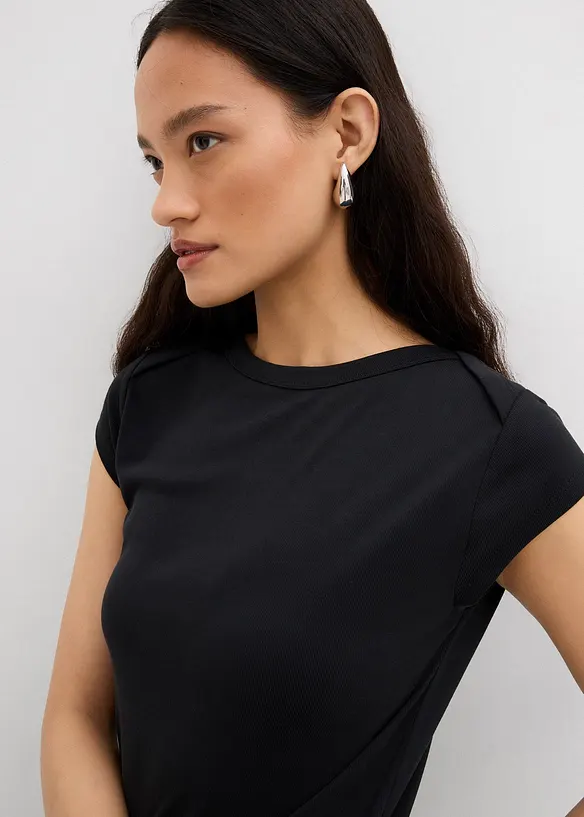 Ribbad topp av mjuk modalmix, bonprix
