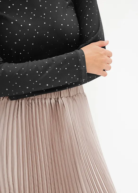 Långärmad topp i glittrig mesh, bonprix