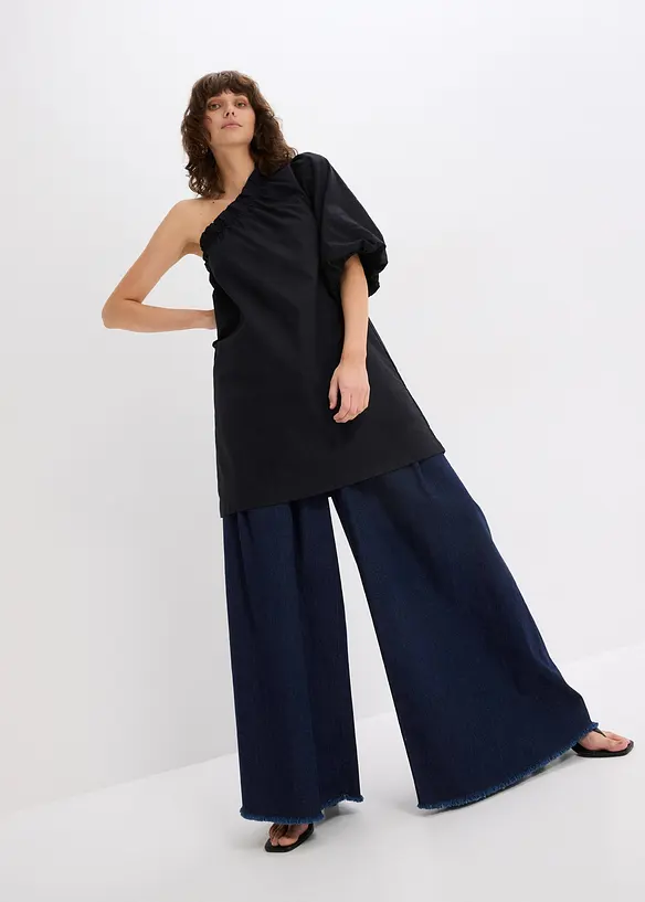 One shoulder-klänning av bomull, bonprix