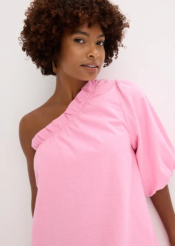 One shoulder-klänning av bomull, bonprix