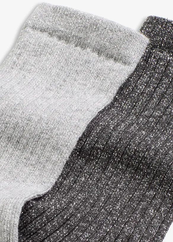 Strumpor med ekologisk bomull och Lurex (2-pack), bonprix