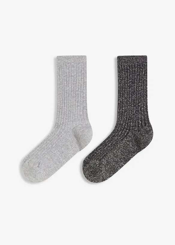 Strumpor med ekologisk bomull och Lurex (2-pack), bonprix
