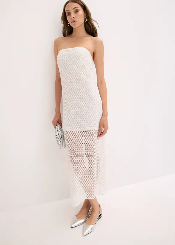 Off shoulder-klänning med spets, bonprix