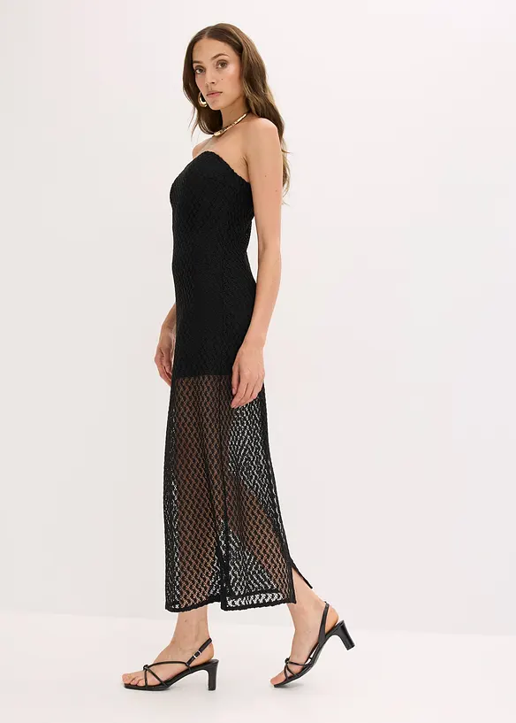 Off shoulder-klänning med spets, bonprix