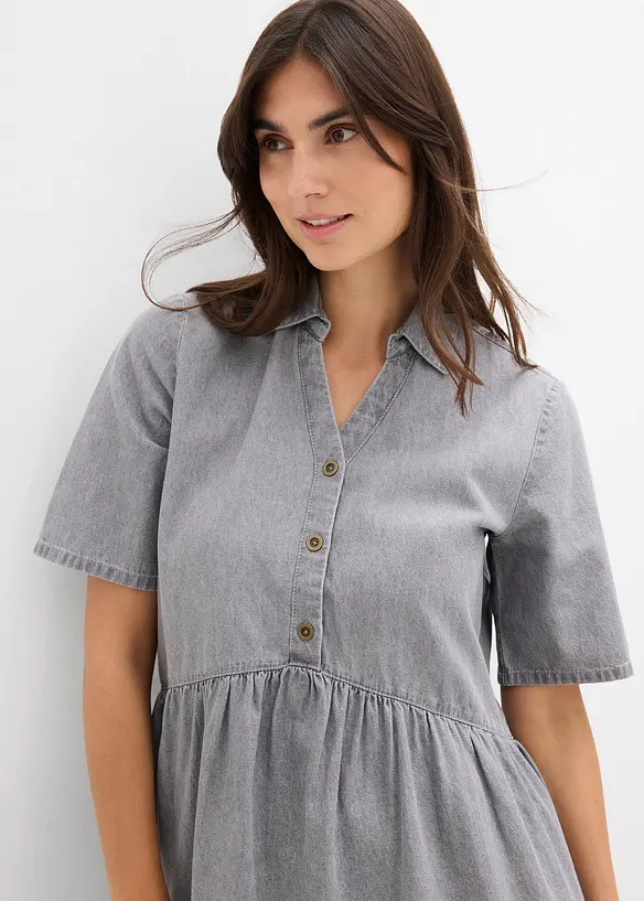 Kortärmad jeansklänning, bonprix