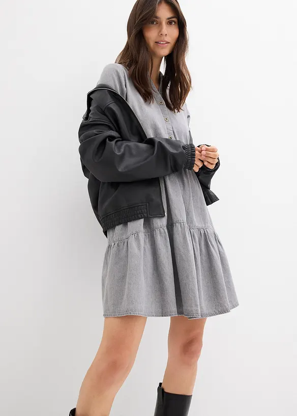 Kortärmad jeansklänning, bonprix