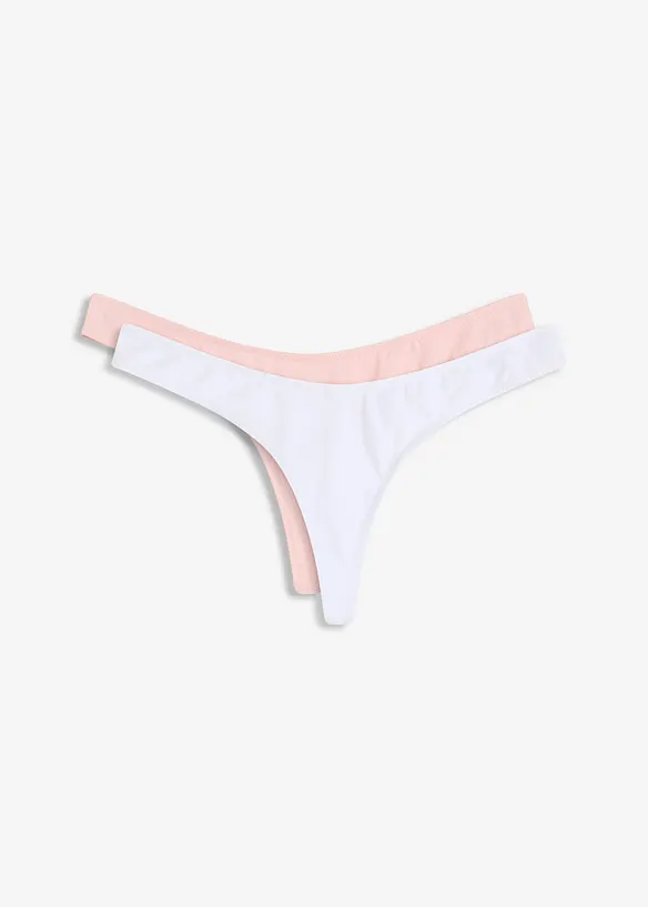 Stringtrosa i V-form med skön bomull (2-pack), bonprix