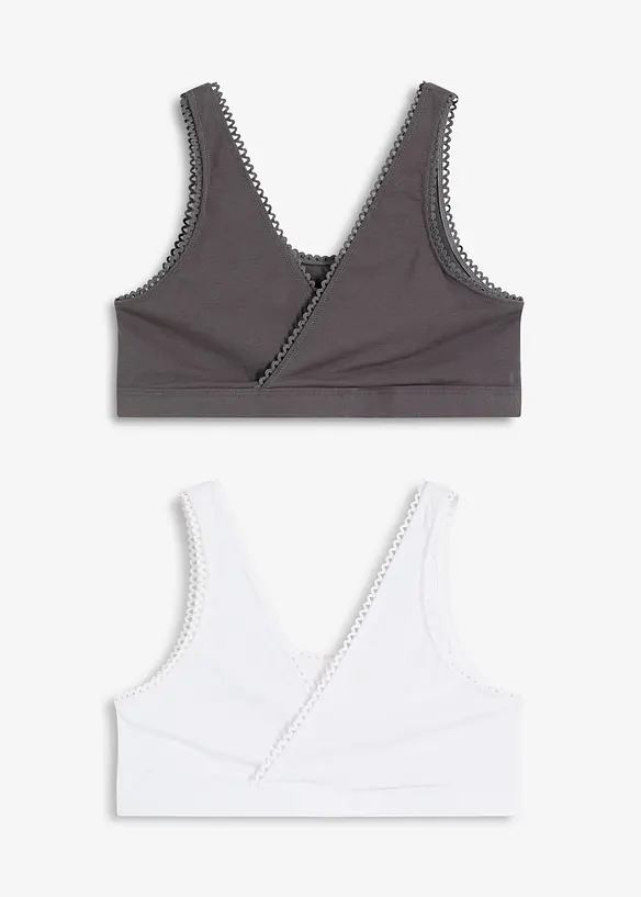 Vändbar BH-topp med mjuk, ekologisk bomull (2-pack), bonprix
