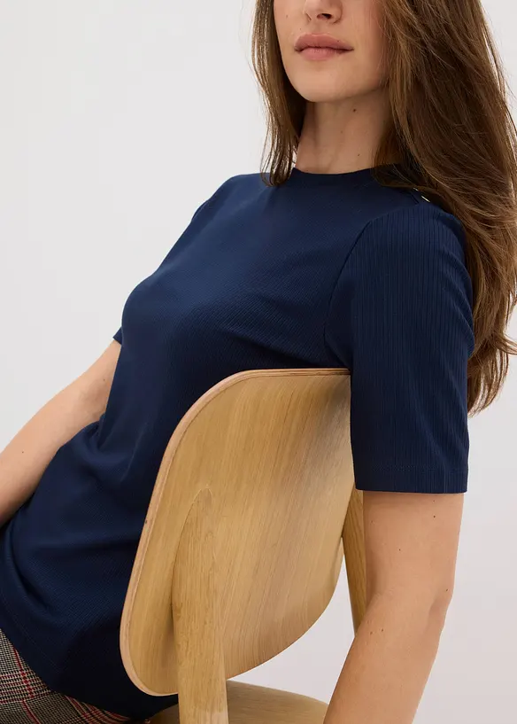 Ribbstickad topp av mjuk viskosmix, bonprix